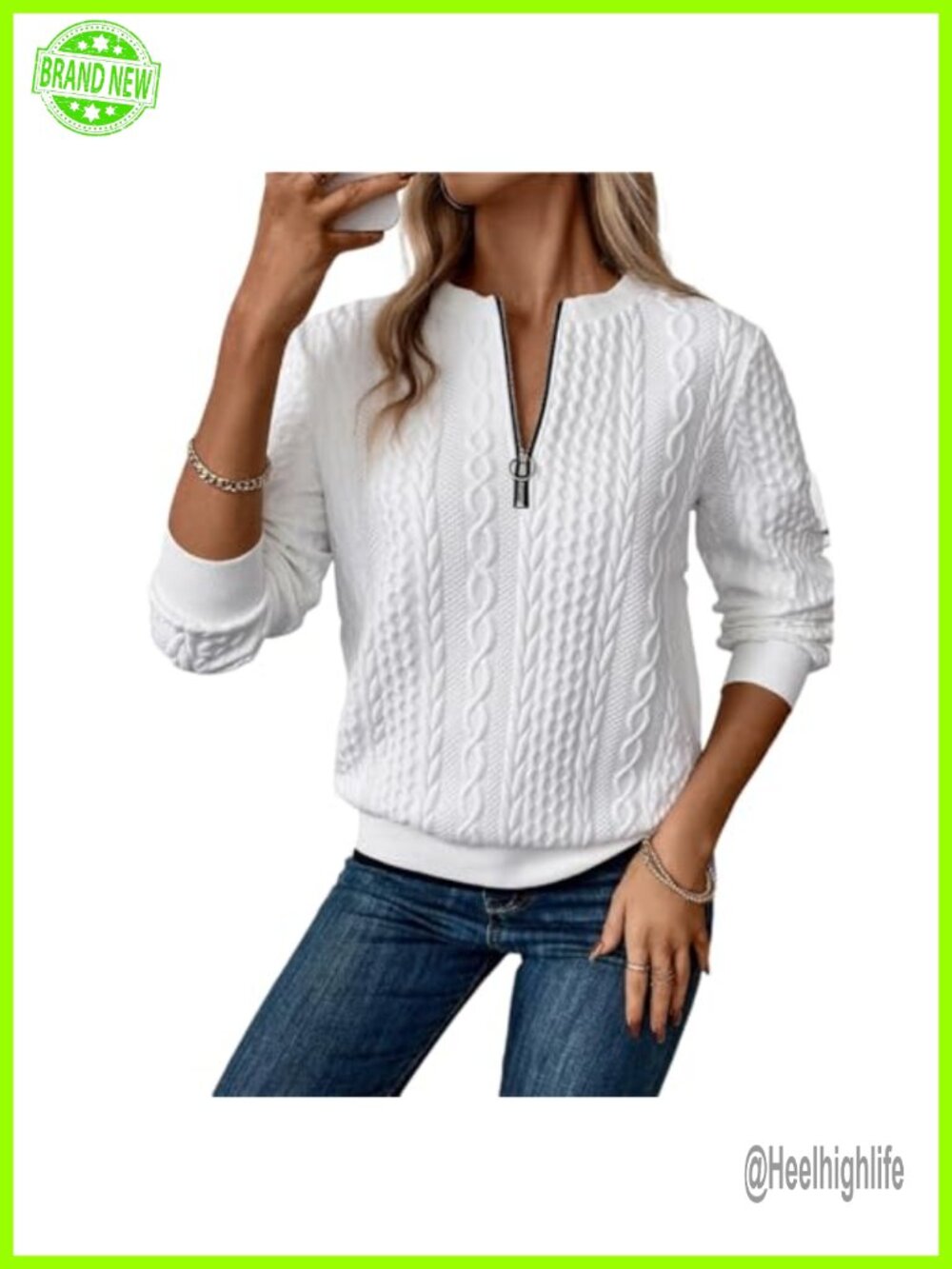 XNC Women's Textured Quarter Zip Sweatshirt Long Sleeve Pullover Top